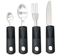 Cubiertos para discapacitados, 4 piezas de utensilios adaptativos construidos, tenedor flexible, cuchara, cortador, cucharadita, cubiertos de fácil agarre para adultos mayores, temblores de manos dis