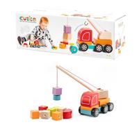 Cubika 13982 - Camión Grúa de Madera, Juego Infantil de construcción. Más 3 años