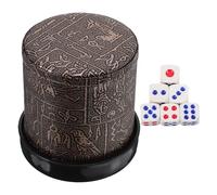 Cubilete de Plástico Abs para Dados con Dados Incluidos Portátil y Ligero Adecuado para Fiesta y Entretenimiento 1 Set Marrón