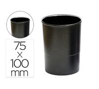 Cubilete Portalapices Q-Connect Negro Opaco Plastico Redondo Diametro 75 Mm Alto 100 Mm