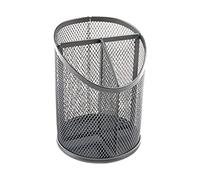 Cubilete portalapices q-connect metal rejilla con 3 compartimientos diameto 110 altura 147 mm plata - KF11218