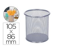 Portalápices redondo Q-Connect malla plateada metalizada