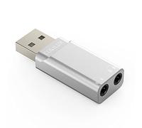 Cubilux Divisor de audio para auriculares USB con DAC, adaptador USB A a doble conector de auriculares de 3,5 mm, tarjeta de sonido externa, dongle auxiliar compatible con Lenovo HP Dell ordenador portátil PC Windows Linux