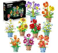 CUBIMANA Conjunto de 9 Flore Mini 3.6MM - 1462PCS Colección Botánica de Bloques de Construcción, Plantas y Flores Artificiales para Decorar Hogar u Oficina, Cumpleaños para Mujeres y Adulto