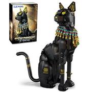 CUBIMANA Kit de construcción de gato faraón egipcio, bloques de construcción con gato negro, juguete para adultos, modelo egipcio para decoración del hogar, oficina, regalo, adolescentes a partir de