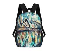 Cubist Sydney Skyline with Opera House And Harbour Bridge Mochila Escolar Infantil Impresa En 3D Para Niños, Mochila De Viaje De Alta Capacidad, Bolsas Para Libros, Mochila Escolar Infantil 17inch