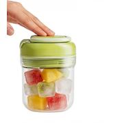 Cubitera 3 en 1, recipiente para cubitos de hielo de 380 ml con tapa, fácil de presionar para liberar el hielo, versátil taza de viaje con paja, caja de cubitos de hielo portátil hermética (B)