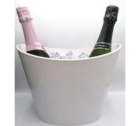 Cubitera, Champanera Fresh color Blanco, ideal para 2 botellas 75cl, botella Magnum o 6 botellines de cerveza, refrescos o agua. Hecha en Polipropileno, muy Resistente.