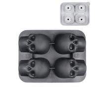 Cubitera con diseño de calavera en 3D, con 4 compartimentos, para café, té, cócteles, fiestas familiares, pícnic, camping