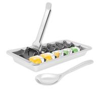 Cubitera de acero inoxidable con 18 compartimentos y bandeja extraíble para cubitos de hielo grande, fácil de publicar para whisky, cócteles, fiestas (Sliver)