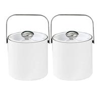 Cubitera de acero inoxidable de doble capa de 1,6/3 L for cubitos de hielo, con tapa hermética, pinzas y colador for bar (paquete de 2)(White,3L)