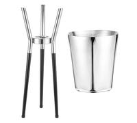 Cubitera de hielo con soporte, enfriador de vino y champán de acero inoxidable de 7 litros con asa, para cerveza, karaoke, bar, club, fiesta de barbacoa en casa y eventos (estilo plateado 2)