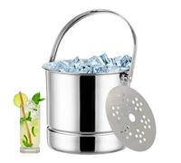 Cubitera de hielo de acero inoxidable de alta calidad de 1 litro con asa, cubo de leche de gran capacidad con pinzas, accesorios esenciales de bar para el hogar, cubo de hielo versátil de