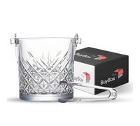 Cubitera de Hielo de Vidrio con Mango y Pinzas, Cubiteras para Botellas, Juego de Cubos de Vidrio, Cubo de Champán, Vino, Cerveza, Cubos para Rakı, Whisky, Barbacoas, Fiestas, Bares, Clubes 1.1Lt