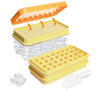 Cubitera de silicona apta para alimentos, todos los cubitos de hielo se liberan en un segundo, sin bisfenol A con tapa, bandeja para cubitos de hielo naranja