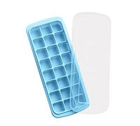 Cubitera de silicona con tapa, 24 compartimentos, bandeja de cubitos de hielo de silicona, moldes de hielo fáciles de disolver, para congelador, whisky, cóctel, papilla de bebé