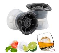Cubitera de Silicona con Tapa Moldes Redondos para XXL 6cm/2.3'' Grande Esfera Redondos Bolas sin BPA para Whisky Cócteles Comida Bebés Pudín de caramelo Leche Jugo(2 Set)