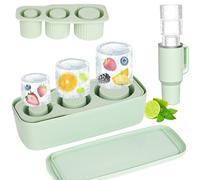 Cubitera de silicona para cubitos de hielo stanley cubitera redonda con tapa y recipiente, 3 compartimentos, molde grande para vasos de 40 oz, vasos de cócteles, bebidas de whisky