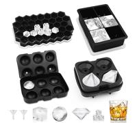 Cubitera Hielo con Tapa, 4 Piezas Cubitos Hielo Silicona, Ice Cube Tray, Cubitos de Hielo, Cubiteras para Hielo Silicona, Moldes para Cubitos de Hielo para Cóctel Whisky