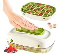 Cubitera pequeña máquina de cubitos de hielo, 32 cubos de hielo pequeños, caja de cubitos de hielo con tapa, fácil de presionar para obtener cubitos de hielo, enfriar whisky, cóctel, café verde