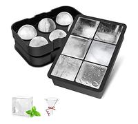 Cubitera Silicona (2 Piezas), Cubiteras Para Hielo Grande & Molde Hielo Redondo con Embudo, Liberación Fácil, Sin BPA Ice Cube Tray para Whisky, Cócteles, Alimentos para Bebés, Bebidas