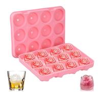 Cubitera Silicona Forma de Rosa, 12 Cavidades Reutilizables con Tapa, Reutilizable Silicona Rose Ice Ball Maker, Grado Alimenticio para Bandejas de Hielo, Ideal para Cócteles y Whisky
