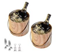 Cubitera Vino Pack de 2 Cubiteras para Champán - 1,4/2 / 3 L, Cubiteras para Vino con Abridor y Pinzas Recipientes con Tapa para Hielo y Bebidas Ideal para Bares y KTV(3 L (0.79 Gal))