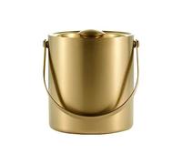 Cubiteras Cubiteras de hielo de metal Cubitera de hielo de doble pared con tapa y mango cómodo, cubeta de hielo aislada de acero inoxidable, accesorios de barra for el hogar, dorado, 2L Cubo Cerveza