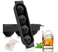 Cubiteras para Hielo, 2 Piezas 4 Redondo Silicona Cubitera Moldes con Tapa, 4.5cm Grande Cubitera Silicona Ice Cube Tray para Cerveza Cócteles Whisky Vino Frutas Puré de Frutas - Negro
