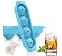 Cubiteras para Hielo, 2 Piezas 4 Redondo Silicona Cubitera Moldes con Tapa, 4.5cm Grande Cubitera Silicona Ice Cube Tray para Cerveza Cócteles Whisky Vino Frutas Puré de Frutas - Azul