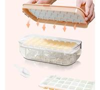 Cubiteras Para Hielo con Tapa, Cubitera Silicona de Grado Alimenticio, Liberación de Todos Los Cubitos de Hielo en un Segundo, Bandeja Reutilizable Para 48 Ice Cube Tray (Rosa Hielera)