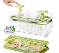 Cubiteras Para Hielo con Tapa, cubiteras para hielo, Liberación de Todos Los Cubitos de Hielo en un Segundo, Molde Hielo Reutilizable Para 64 Ice Cube Tray (Verde)Adecuado para cócteles, whiskies, vin