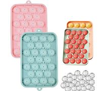 Cubiteras para Hielo con Tapa, Moldes de Cubitos Hielo Silicona, 2 Piezas Bandeja para Cubitos de Mini Hielo Ronda, Bandeja de Cubitos de Hielo para Whisky Cola Congelado