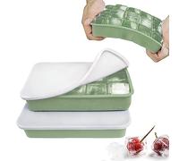 Cubiteras para Hielo con Tapa - muenfly 2pcs 3cm 30 Cubitos Hielera - Fácil Extracción & Apilables & Antiderrames Cubitera Silicona sin BPA para Whisky, Cola, Cócteles, Alimentos para Bebé