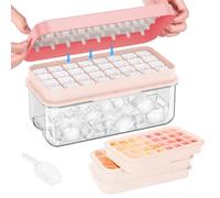 Cubiteras para hielo, Contenedor De Hielo, 96 Cubos De Hielo, Molde De Hielo Con Tapa, Con 3 Bandeja, Liberación Fácil Con Presión, A Prueba De Fugas, Para Enfriar Cócteles, Whisky, Café, Rosa