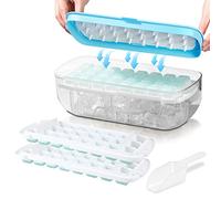 Cubiteras Para Hielo, Cubitera Silicona de Grado Alimenticio, Liberación de Todos Los Cubitos de Hielo en un Segundo, Molde Hielo Reutilizable Para 48 Ice Cube Tray (Azul Hielera)