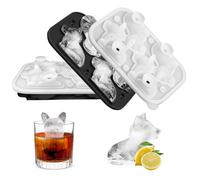 Cubiteras para Hielo Grande, 2 Piezas 3D Forma de Corgi Cubitera Silicona, Ice Cube Tray para Whisky Bebidas Cócteles Frutas