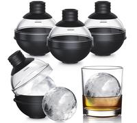 Cubiteras para Hielo Grande, 4 Piezas Cubitera Silicona con Tapa de Embudo 2 en 1, Moldes de Cubitos de Hielo Redondos sin BPA Apilables Cubitera Hielo Ice Cube Tray para Cócteles, Whisky