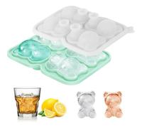 Cubiteras para Hielo Grande con Tapa, Moldes para Cubitos de Hielo, Bandeja Grande para Dulces Pudín, Gelatina, Zumo, Chocolate o Cócteles, Whisky, Oso Verde