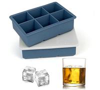 Cubiteras para Hielo Grande con Tapa, Moldes para Cubitos de Hielo XXL 2pcs, Bandeja de Hielo Sin BPA Fácil Quitar Apilables Antiderrames para Alimentos para Bebés, Whisky, Cócteles (Azul)