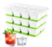 Cubiteras para Hielo Grande,Juego de 3 Cubitera Silicona con Tapa