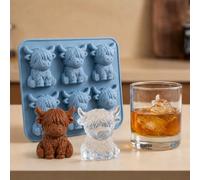 cubiteras para hielo, hielos reutilizables, cubitera silicona azul 6 cavidades vaca highland para whisky, cócteles, café, agua con gas, fiestas, chocolate, gelatina, pudin y jabón DIY