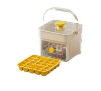Cubiteras para Hielo Máquina for hacer cubitos de hielo gran capacidad con tapa fácil presionar, bandejas for congelador, refrigerador doméstico, caja almacenamiento casera(Yellow 25 Grid)
