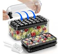 Cubiteras Para Hielo, Moldes Hielo,Bandeja Hhielo,Cubitera de Grado Alimenticio, Liberación de Todos Los Cubitos de Hielo en un Segundo, Molde Hielo Reutilizable Para 64 Ice Cube Tray(negro)