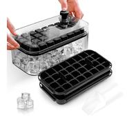 Cubiteras Para Hielo, Moldes Hielo,Bandeja Hhielo,Cubitera de Grado Alimenticio, Liberación de Todos Los Cubitos de Hielo en un Segundo, Molde Hielo Reutilizable Para 64 Ice Cube Tray(negro)
