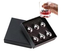Cubitos de Hielo de Acero Inoxidable | 6 Piezas De Enfriamiento Metálicos En Forma De Gota | Piedras Enfriadoras De Acero Para Bebidas Y Whisky | Regalo Para Padre Fiestas Cócteles Refrescantes