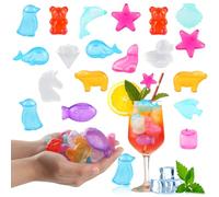Cubitos de Hielo Reutilizables, XiXiRan 30 Cubitos de Hielo Plastico en Forma de Fruta o Cuadrados de Colores, Fiesta Cocteles, Reusable Ice Cubes Facial, Mantener la Comida Fresca (Animales*30pcs)