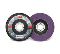 Cubitron 3M Disco de solapa 769F, tipo 27, 80+, 4-1/2" x 7/8", abrasivo de alto rendimiento, disco de pulido y acabado de grano en forma de precisión, acero al carbono, acero inoxidable