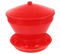 Cubo alimentador automático de plástico para pollos y palomas que soporta una distribución fiable de la alimentación sin intervención manual frecuente (rojo)