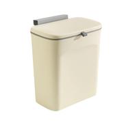 Cubo Basura, 9L Cubos de Basura Colgando, Contenedor de Compostaje para Cocina, Cubo de basura colgante de 9 litros con tapa, para Puerta de Gabinete, Coche, Dormitorio, Oficina (Beige)